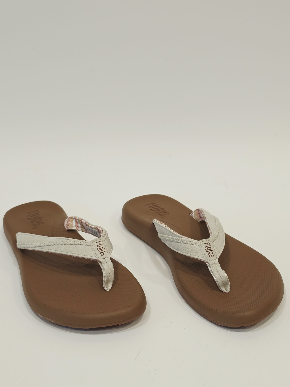 Flojos Brown Sandals with Cream Straps